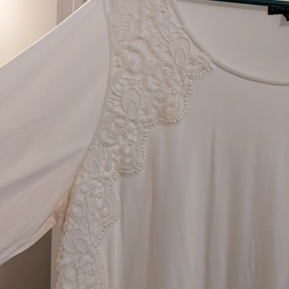 Lane Bryant white, hi-lo, 3/4 sleeve top, size 22/24 - Picture 7 of 12
